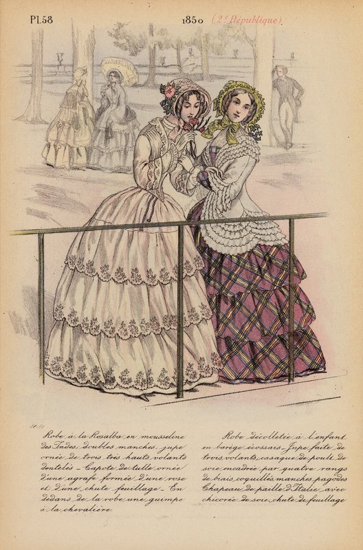La moda francesa: 1850, 2e Republique (litografía en color) de Louis Colas