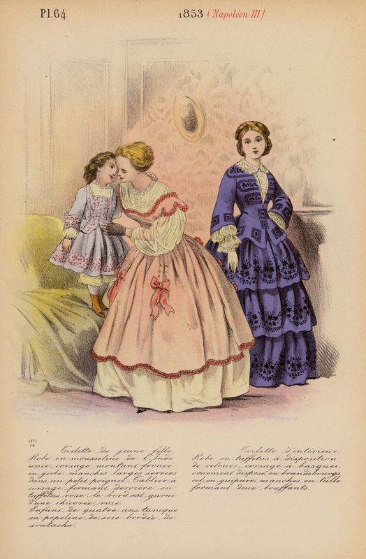 Moda francesa: 1853, Napoleón III (litografía en color) de Louis Colas
