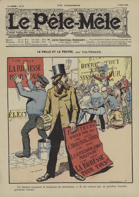 La paja y la viga. Ilustración para Le Pele-Mele de Louis Denis Valverane