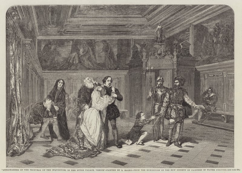 Antesala del Tribunal de la Inquisición, en el Palacio Ducal, Venecia de Louis Haghe