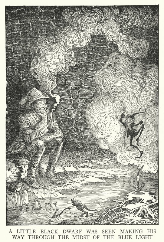 Se vio a un pequeño enano negro abriéndose paso en medio de la luz azul de Louis John Rhead