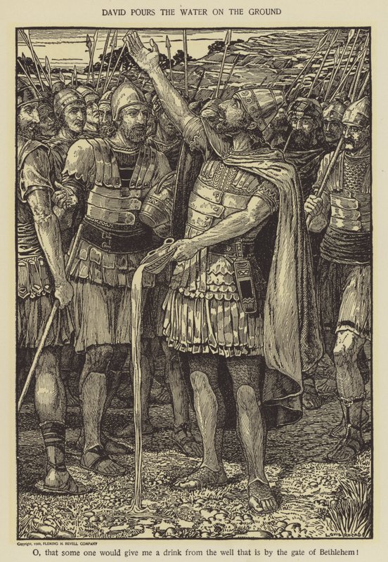 David vierte el agua en el suelo de Louis John Rhead