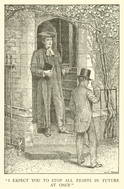 Ilustración para los Días de Escuela de Tom Brown de Louis John Rhead
