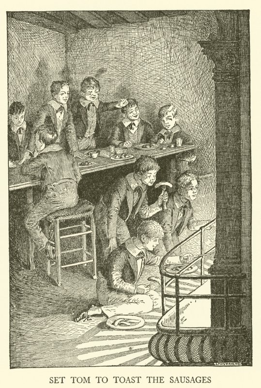 Ilustración para los Días de Escuela de Tom Brown de Louis John Rhead