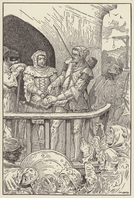 Pequeño Juan cortó apresuradamente las ataduras de Will Stutely de Louis John Rhead