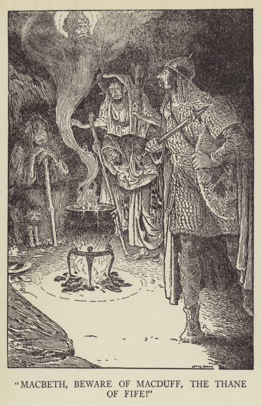 Macbeth, ¡cuidado con Macduff, el Thane de Fife! de Louis John Rhead