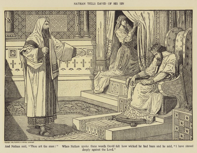 Natán le dice a David su pecado de Louis John Rhead