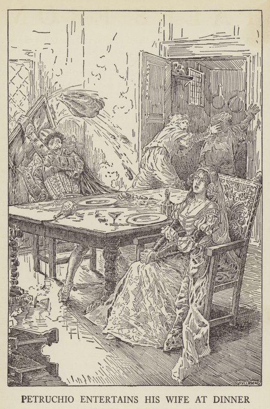 Petruchio entretiene a su esposa en la cena de Louis John Rhead