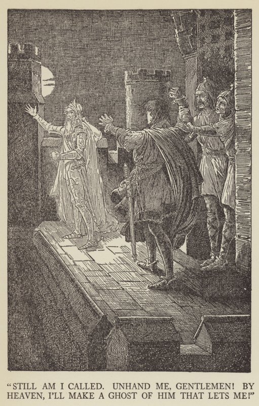 ¡Aún me llaman, suéltenme, caballeros! ¡Por el cielo, haré un fantasma de quien me detenga! de Louis John Rhead