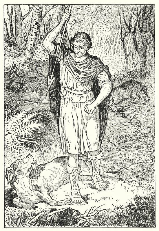 El viejo sabueso (litografía) de Louis John Rhead