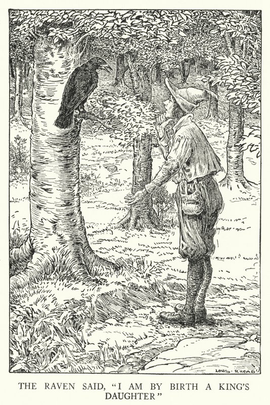 El cuervo dijo, "De nacimiento soy hija de un rey" de Louis John Rhead