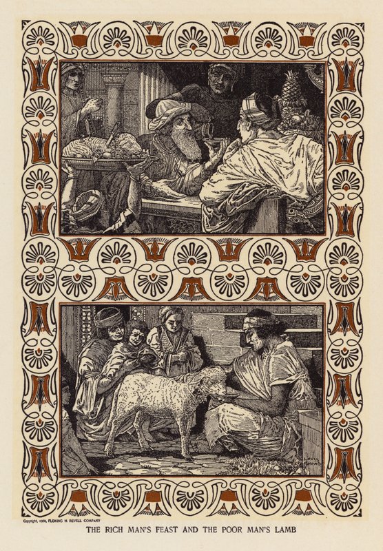 El banquete del rico y el cordero del pobre (litografía) de Louis John Rhead