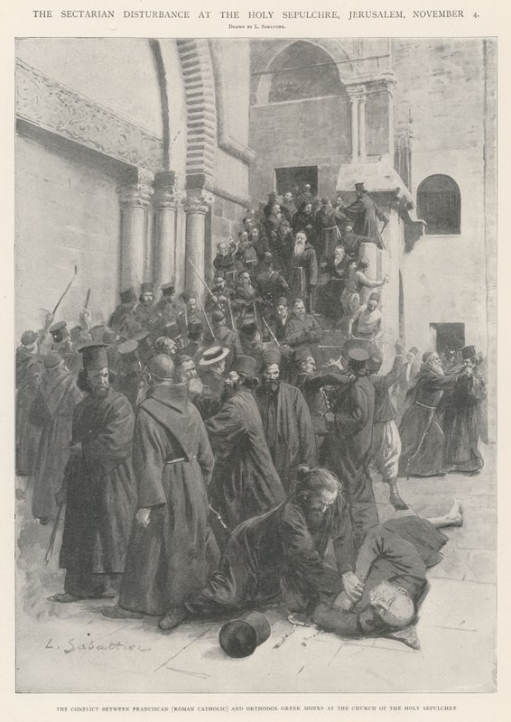 El Disturbio Sectario en el Santo Sepulcro, Jerusalén, 4 de Noviembre de Louis Remy Sabattier