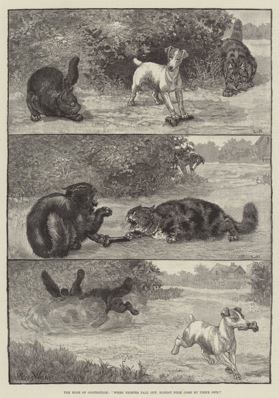 El hueso de la discordia, cuando los ladrones se pelean, la gente honesta recupera lo suyo de Louis Wain