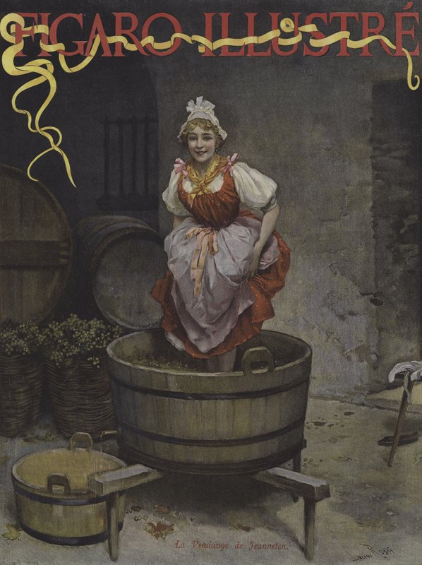 La vendimia de Jeanneton. Portada de Le Figaro Illustré, noviembre 1895 de Lucius Rossi