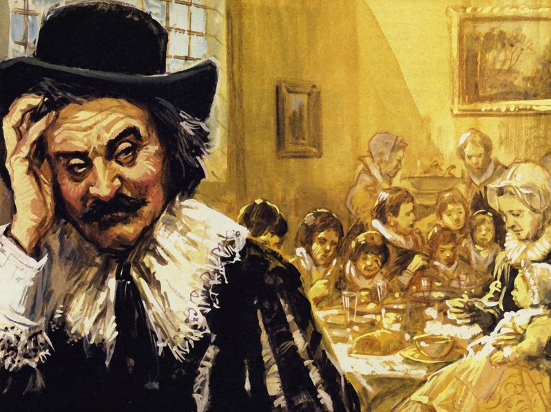 Hals luchó por alimentar a sus hijos cuando atravesó tiempos difíciles (litografía en color) de Luis Arcas Brauner