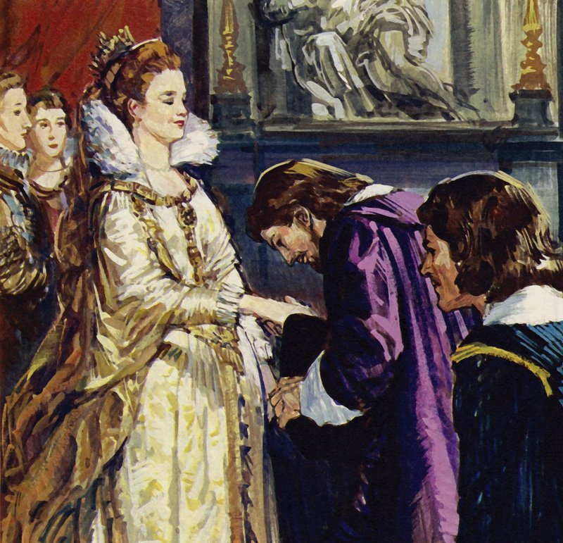 María de Médicis, reina de Francia, se convierte en mecenas de Rubens (litografía en color) de Luis Arcas Brauner