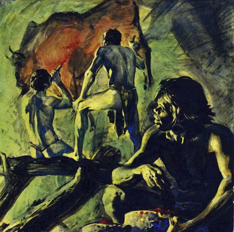 Las pinturas rupestres de Altamira fueron pintadas hace 15.000 años (litografía en color) de Luis Arcas Brauner