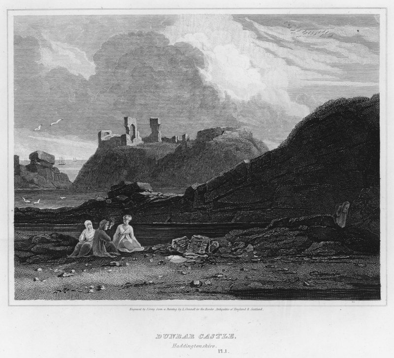 Castillo de Dunbar, Haddingtonshire (grabado) de Luke (after) Clennell