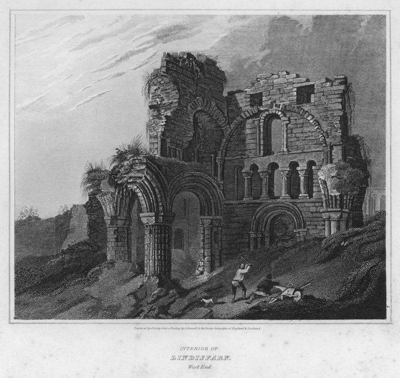 Interior de Lindisfarn, Extremo Oeste (grabado) de Luke (after) Clennell