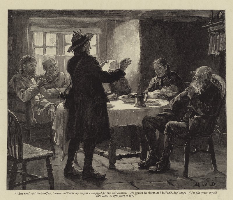 Ilustración para John y Joan, Una historia curiosa, por S Baring-Gould de Margaret Isabel Dicksee