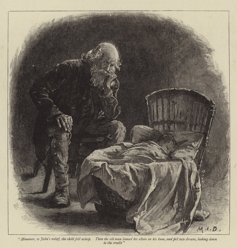 Ilustración para John y Joan, Una historia curiosa, por S Baring-Gould de Margaret Isabel Dicksee