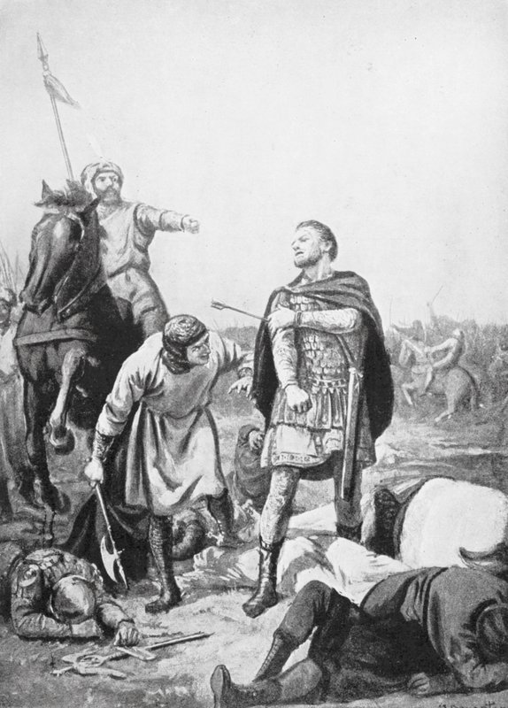 Captura del emperador Romanus Diogenes por Alp Arslani en 1071 (litografía) de Margaret (after) Dovaston