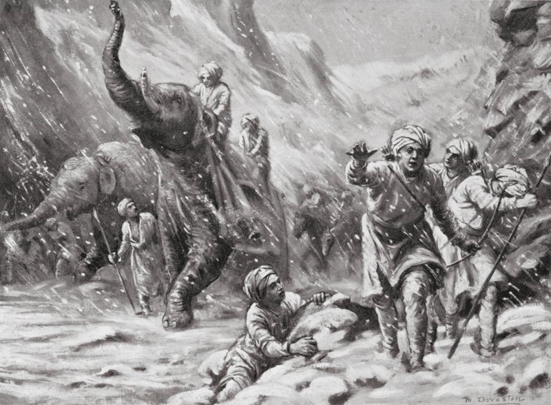 Primer éxito de Mahmud de Ghazni, 1000 d.C. (litografía) de Margaret (after) Dovaston