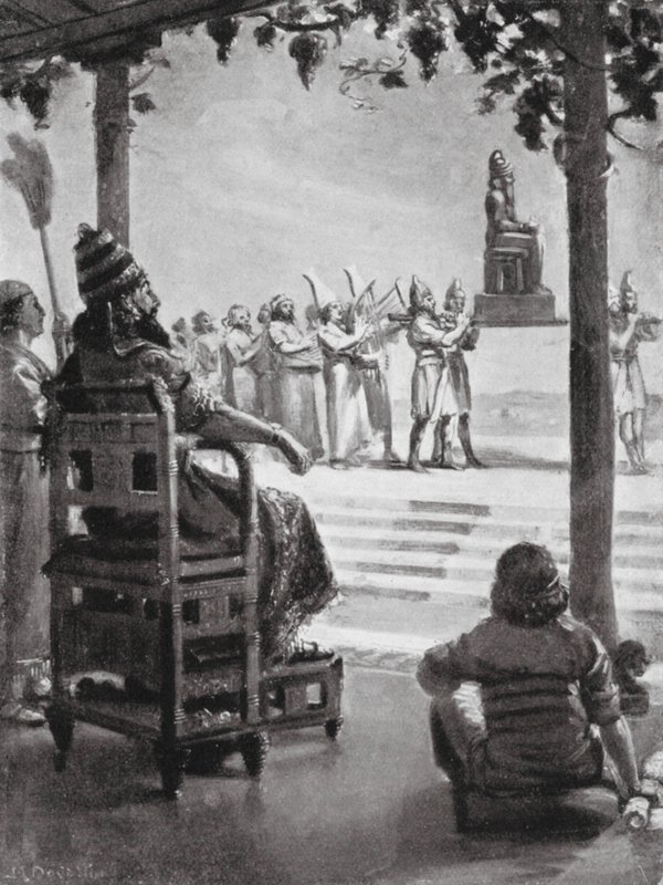 Año Nuevo en Babilonia, 680 a.C. (litografía) de Margaret (after) Dovaston