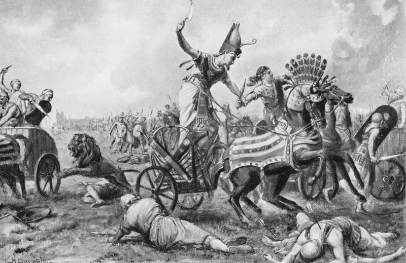 La batalla de Kadesh (litografía) de Margaret (after) Dovaston