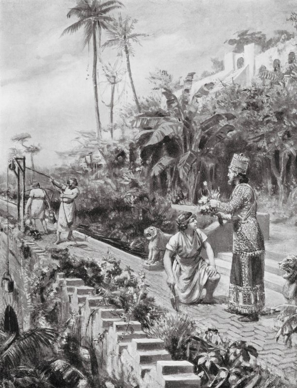 Los jardines colgantes de Babilonia (litografía) de Margaret (after) Dovaston