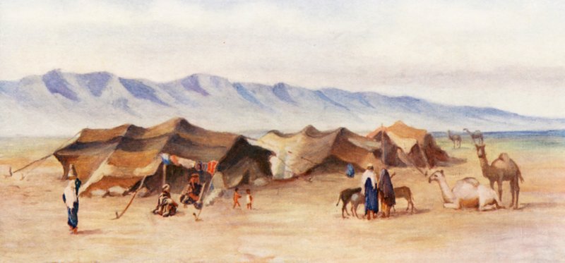 Campamento árabe entre Homs y Palmira (litografía en color) de Margaret Thomas