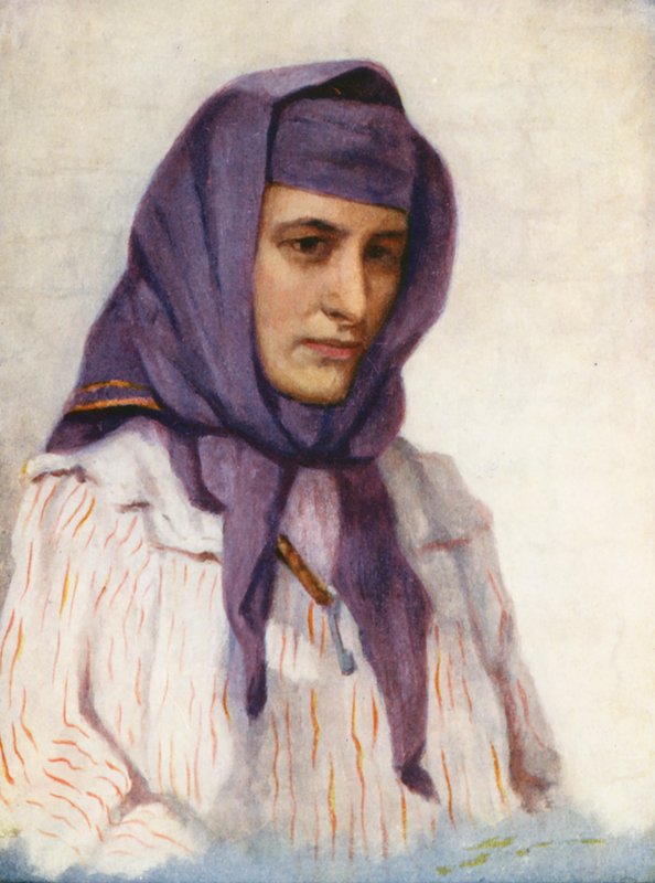 Niña maronita del Líbano (litografía en color) de Margaret Thomas