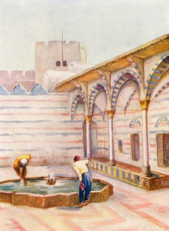Mezquita es Sinamiyeh, Damasco (litografía en color) de Margaret Thomas