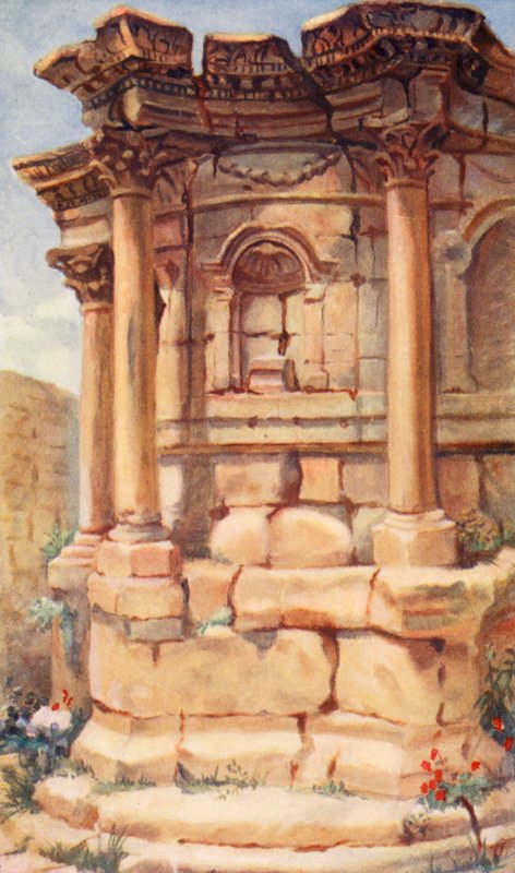 Templo de Venus, Baalbek (litografía en color) de Margaret Thomas