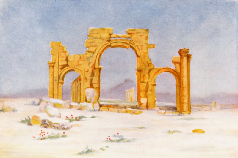 Arco de Triunfo, Palmira (litografía en color) de Margaret Thomas