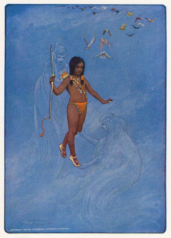 Ilustración para Hiawatha de Longfellow (litografía en color) de Maria Louise Kirk