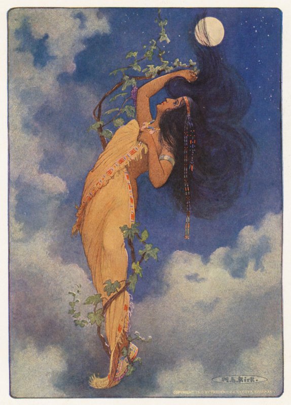Ilustración para Hiawatha de Longfellow (litografía en color) de Maria Louise Kirk