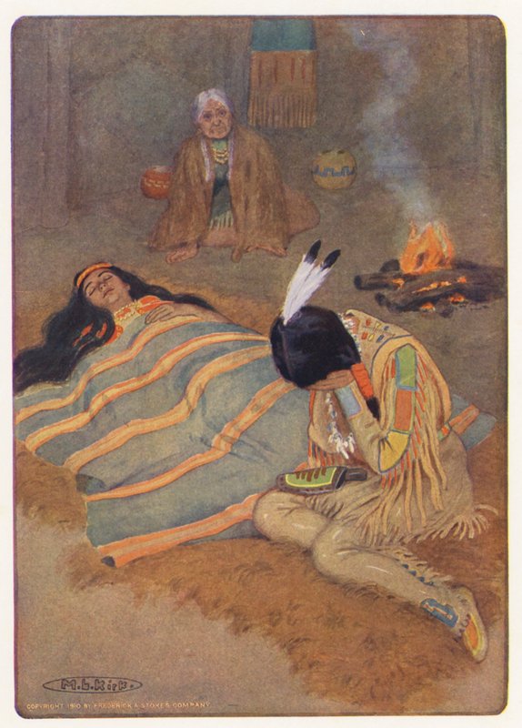 Ilustración para Hiawatha de Longfellow (litografía en color) de Maria Louise Kirk