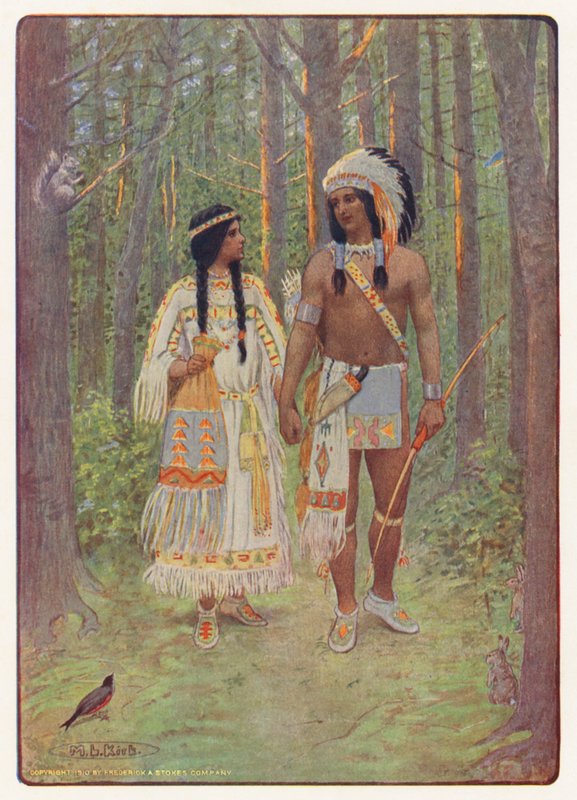 Ilustración para Hiawatha de Longfellow (litografía en color) de Maria Louise Kirk