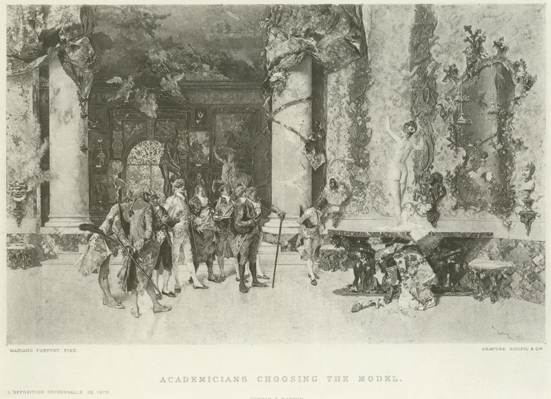 Académicos eligiendo el modelo de Mariano José María Bernardo Fortuny y Carbó