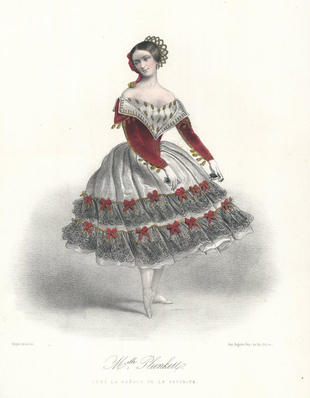 Bailarina belga Adeline Plunkett en La Manola de la Favorita, c1860 (litografía a color) de Marie Alexandre (after) Alophe