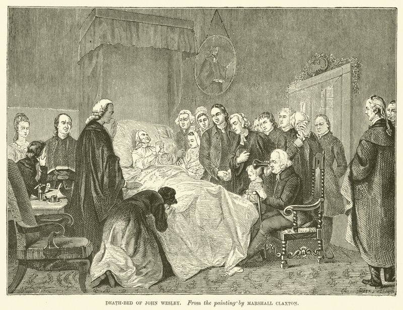 Lecho de muerte de John Wesley de Marshall (after) Claxton