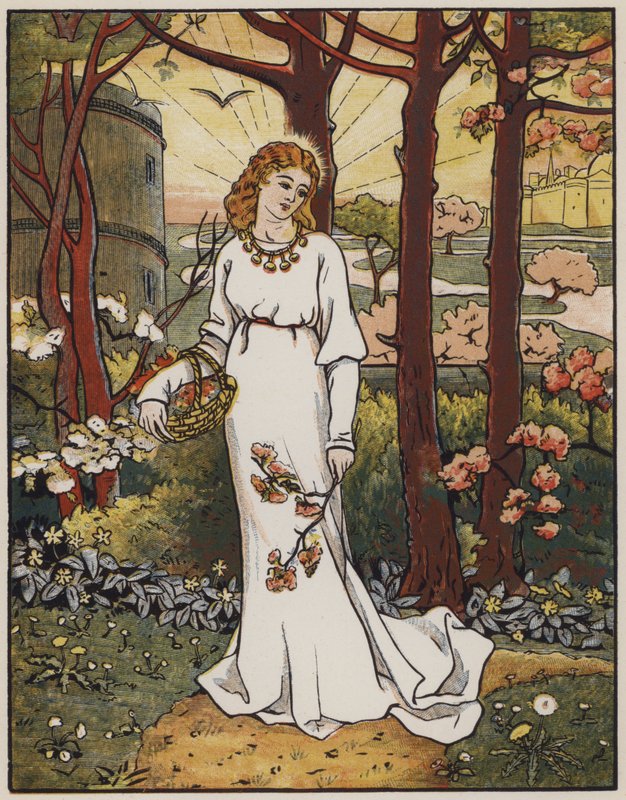 La Bella Emilia del Cuento del Caballero de Chaucer (litografía en color) de Mary Eliza Haweis