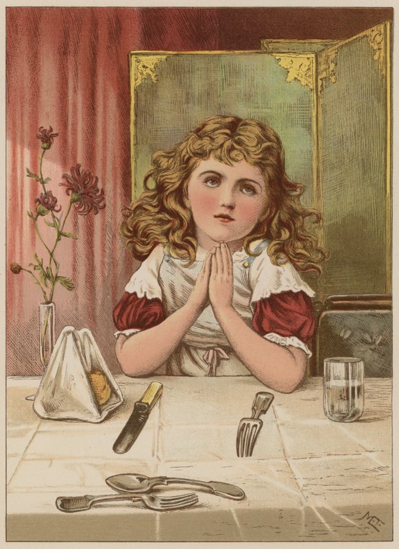 Niña rezando antes de la comida de Mary Ellen Edwards