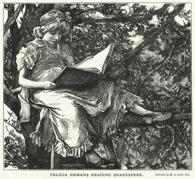 Felicia Hemans leyendo a Shakespeare de Mary L. Gow