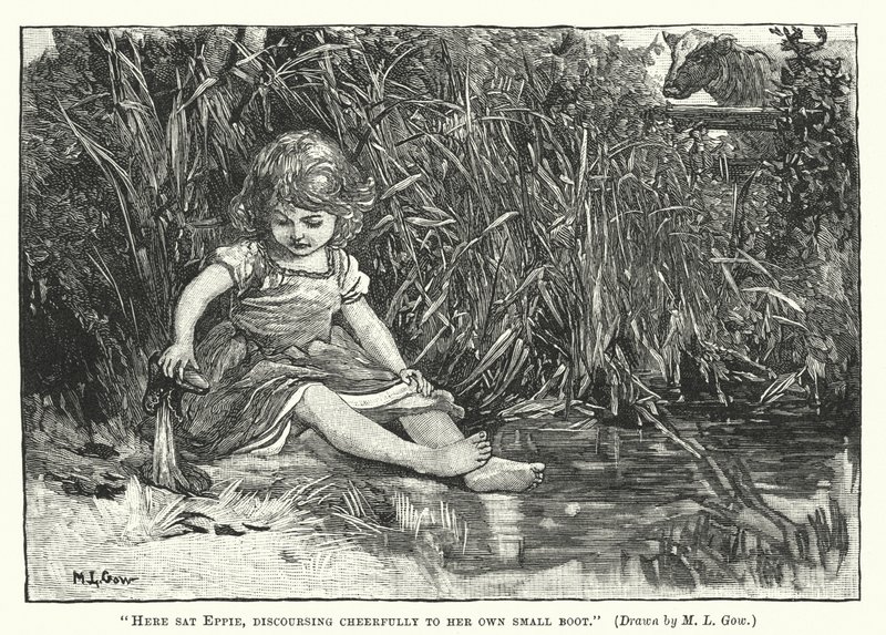 Silas Marner - Aquí se sentaba Eppie, conversando alegremente con su pequeña bota de Mary L. Gow
