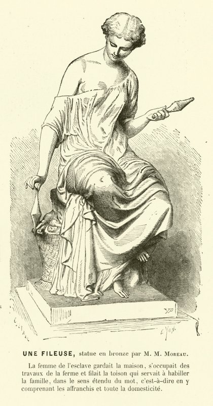 Mujer romana antigua hilando hilo de Mathurin Moreau