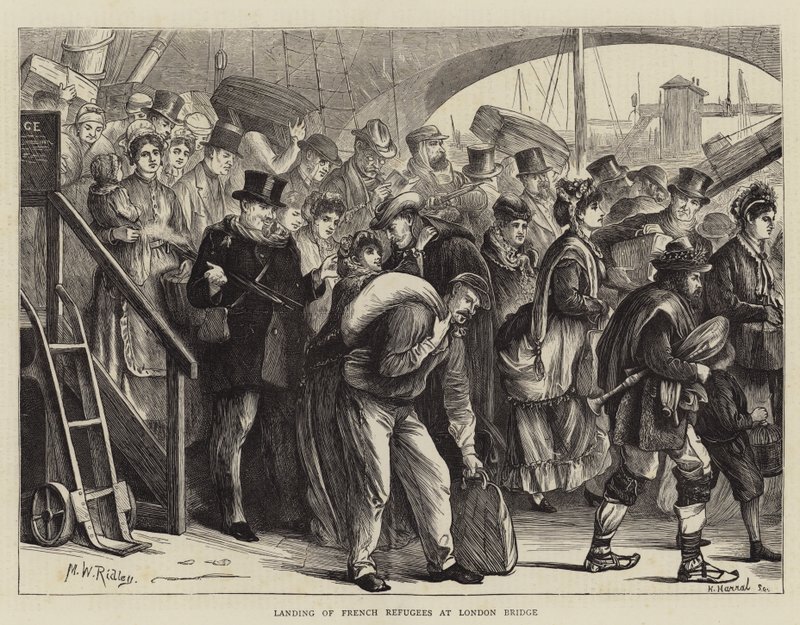 Desembarco de refugiados franceses en el Puente de Londres de Matthew White Ridley