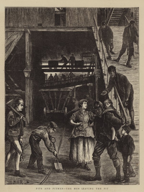 Pozos y mineros, los hombres saliendo del pozo de Matthew White Ridley